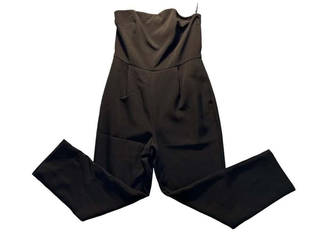 Express Strapless Jumpsuit Size 10 Black Crepe Sweetheart